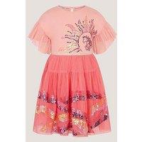 Monsoon Girls Summer Solstice Sequin Unicorn Dress - Pink