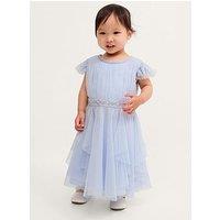 Monsoon Baby Girls Pennie Waterfall Skirt Dress - Pale Blue - Light Blue