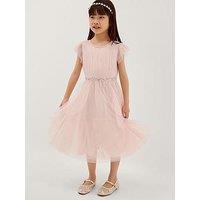Monsoon Girls Pennie Embroidered Waterfall Dress - Pale Pink
