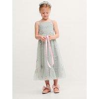 Monsoon Girls Embroidered Midaxi Dress - Light Green