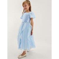 Monsoon Girls Sequin Scarla Pleated Dress - Pale Blue