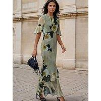 Religion Floral Blur Print Liv Maxi Tea Dress - Green