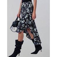 Religion Flora Print Black Ash Skirt - White