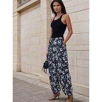 Religion Flora Print Black Ash Balloon Trousers - White
