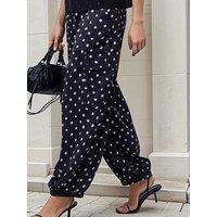 Religion Dot Print Black Ash Balloon Trousers - White