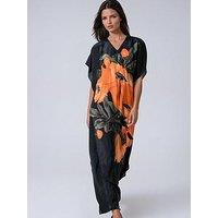 Religion Large Floral Prime Print Elina Maxi Kaftan - Orange