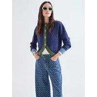 Compania Fantastica Women'S Contrast Trim Button-Through Cardigan - Blue/Green