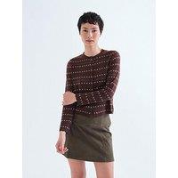 Compania Fantastica Women'S Floral Pattern Knit Cardigan - Brown