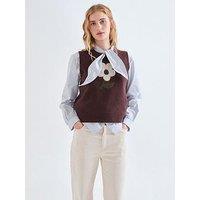 Compania Fantastica Big Flower Sweater Vest - Brown