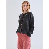 Compania Fantastica Velvet Button Cardigan - Grey
