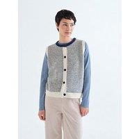 Compania Fantastica Women'S Striped Knit Button-Through Sweater Vest - Navy/White