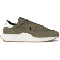 Polo Ralph Lauren Mens Train 89 Suede-Panelled Lace-Up Trainers - Khaki