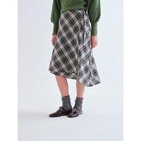 Compania Fantastica Women'S Cotton Checked Wrap Midi Skirt - Green