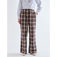 Compania Fantastica Women'S Plaid Wide Leg Trousers - Brown