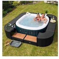 Lay-Z-Spa Square Rattan Hot Tub Surround With Storage 188Cm, Black