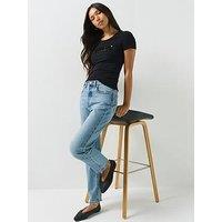 Guess Short Sleeve Logo Sequins T-Shirt - Black