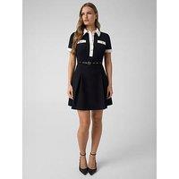 Guess Short Sleeve Claudie Polo Flare Dress - Black