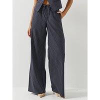 Guess Jeans Womens Pull-On Tie Waist Wide Leg Trousers - Blue
