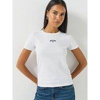 Guess Jeans Womens Slim Fit Stretch Cotton Star Print T-Shirt - White