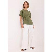 Mint Velvet Khaki Gathered Detail Top - Green