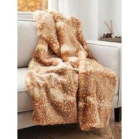 The Very Collection Fawn Faux Fur Throw 152X127Cm - Brown