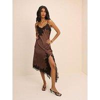 Nobodys Child Zaria Lace Detail Midi Dress - Brown