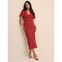 Nobodys Child Faith Short Sleeve Midi Dress - Red