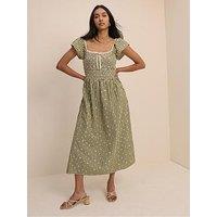 Nobodys Child Mindy Gingham Print Midi Dress - Green