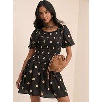 Nobodys Child Landy Polka Dot Mini Dress - Black