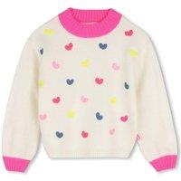 Billieblush Girls Heart Embroidered Crew Neck Jumper - Off White