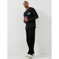 Allsaints Mens Upstaged Logo Print Long Sleeve T-Shirt - Black