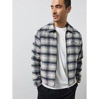 Allsaints Mens Zip Through Checked Jacket - Grey