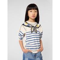 Marc Jacobs Girls Stripe Scarf Print Long Sleeve T-Shirt - Cream
