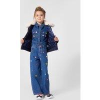 Billieblush Girls Embellished Button-Through Long Sleeve Denim Shirt - Blue