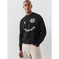 Allsaints Mens Grinner Graphic Merino Blend Jumper - Black