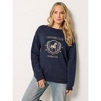 Long Tall Sally Country Club Embroidered Sweatshirt - Blue