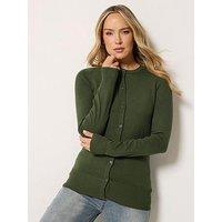 Long Tall Sally Crew Neck Cardigan - Green
