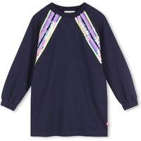 Billieblush Girls Sequin Stripe Long Sleeve Sweatshirt Dress - Navy