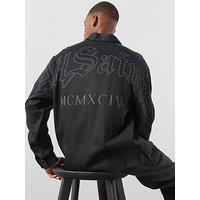 Allsaints Mens Relaxed Lyocell Graphic Long Sleeve Shirt - Black