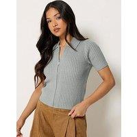 Pixiegirl Petite Zip Collar Cardigan Jacket - Grey