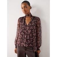 The Very Collection Floral Tie Neck Blouse