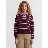Jjxx Girl Girls Ruby Stripe Knitted Polo - Pink