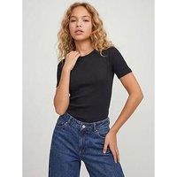Jjxx Girl Girls Frankie Short Sleeve Rib Tshirt - Black