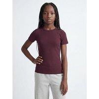 Jjxx Girl Girls Frankie Short Sleeve Rib Tshirt - Dark Red