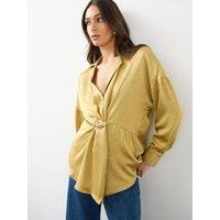 The Very Collection Gold Detail Drape Satin Blouse