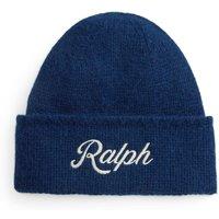 Polo Ralph Lauren Mens Script Logo Turn-Up Rib Knit Beanie Hat - Navy