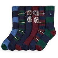 Polo Ralph Lauren Crest Logo 6 Pack Crew Socks - Assorted