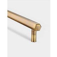 Pushka Home Brass Bar Handle - Antique Gold - Hole Centre 384Mm - Hexagonal