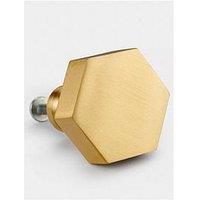 Pushka Home Brass Door Knob - Gold - Hexagon