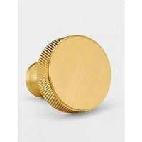 Pushka Home Brass Door Knob - Gold - Round Knurled